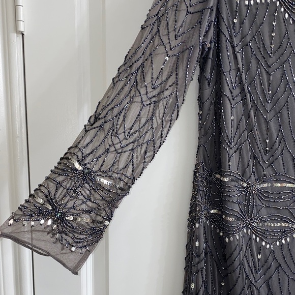 Pisarro Nights Charcoal Sequin Long Sleeve Dress - Picture 6 of 8